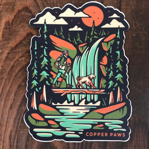 Waterfall Hike Sticker - Copper Paws Dog Tags