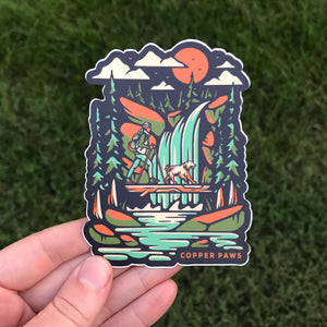 Waterfall Hike Sticker - Copper Paws Dog Tags